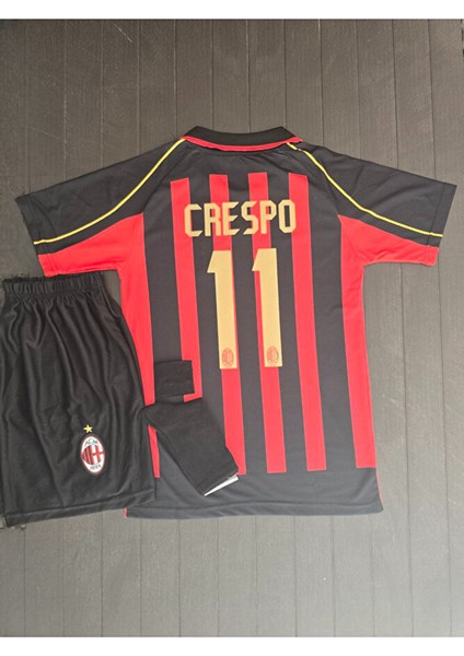 Milan 2006 Crespo 11 Kırmızı Sıyah Çocuk Taraftar Forması 4 Lü Set