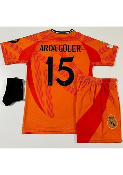 Real . Madrid Arda Güler Yeni Sezon Turuncu Çocuk Forması Takım Bıleklik Çorap 4 Lü Set