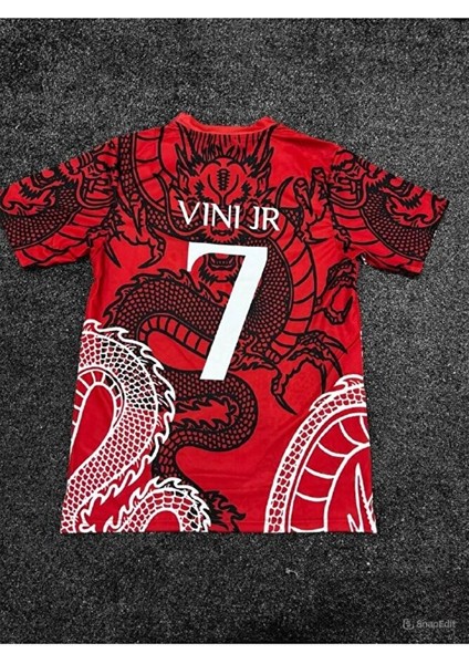 Real Madrıd Vını Jr. Dragon Desenli Kırmızı Forması