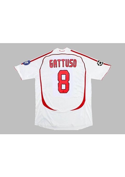 Milan 2006 Gattuso 8 Beyaz Kısa Kol Eefsane Taraftar Forması