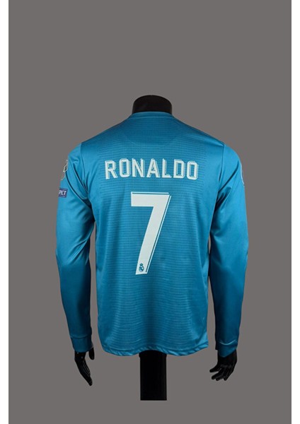 Cristiano Ronaldo 7 Real Madrid' Uzun Kol Turkuaz 17-2018 Yetişkin Futbol Forması