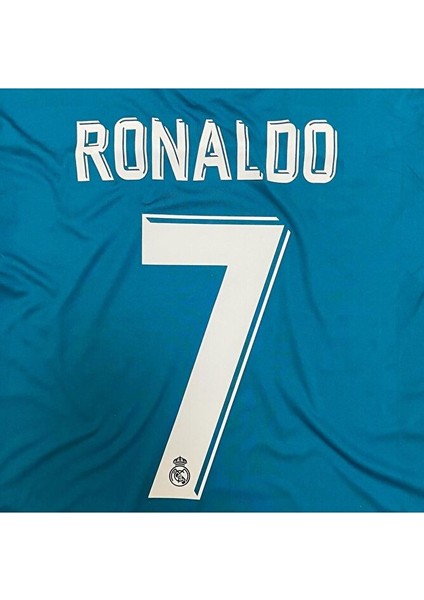 Cristiano Ronaldo 7 Real Madrid' Uzun Kol Turkuaz 17-2018 Yetişkin Futbol Forması fırsatları