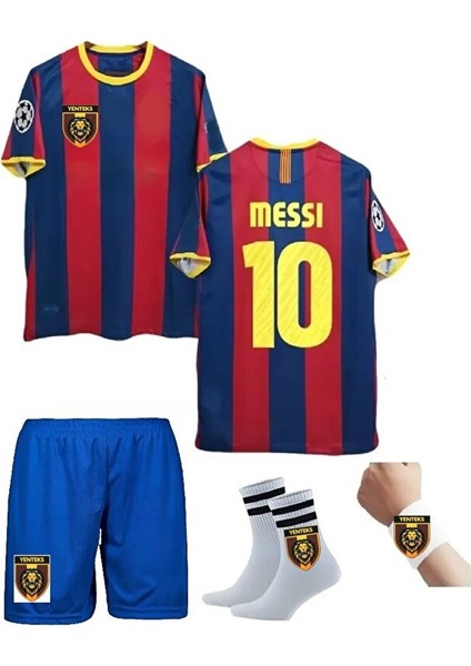 Lionel Messi Retro 2011 Sezon Bordo Barcelona. Çocuk Forma Takımı 4 Parça