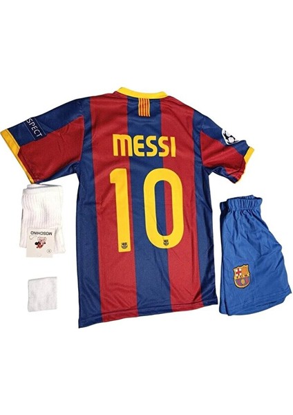 Lionel Messi Retro 2011 Sezon Bordo Barcelona. Çocuk Forma Takımı 4 Parça fırsatları
