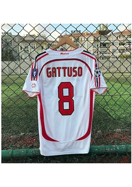 2006/07 Efsane M.i.l.a.n Deplasman #8 Gattuso Baskılı Forması (Beyaz)