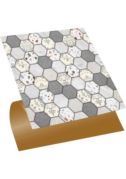 Kendinden Yapışkanlı Fayans Terrazzo Petek Desenli Pvc Karo 30X30 cm (56 Adet) 5 M²