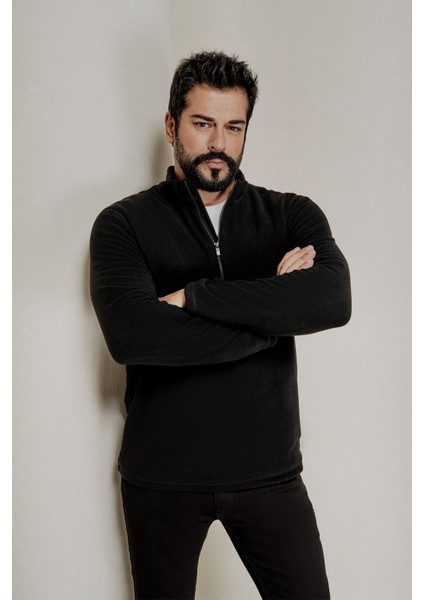 Anti-Pilling Tüylenme Yapmayan Standart Fit Dik Yaka Polar Sweatshirt