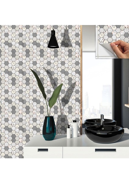 Kendinden Yapışkanlı Fayans Terrazzo Petek Desenli Pvc Karo 30X30 cm (11 Adet) 1 M² fırsatları