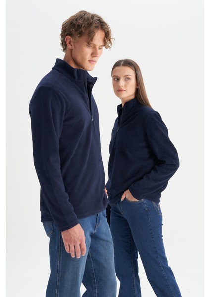 Anti-Pilling Tüylenme Yapmayan Standart Fit Dik Yaka Polar Sweatshirt indirimleri