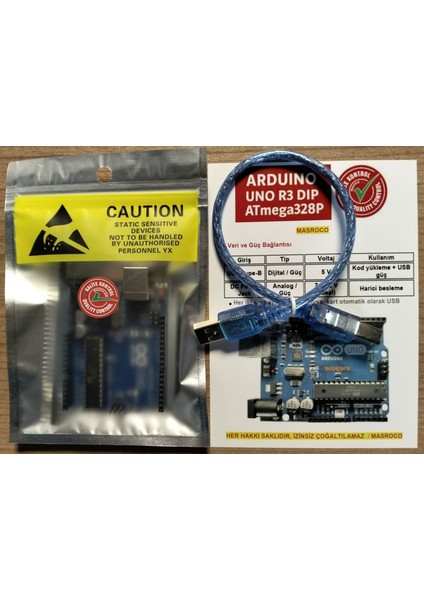 UNO R3 DIP (CH340G) + USB Kablo ve Header Hediyeli modelleri