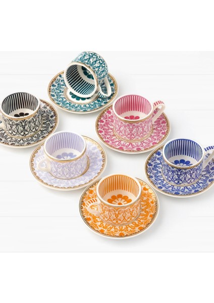 Türk Kahve Fincanı Bone China Papatya Desen 6 Kişilik 12 Parça fiyatları