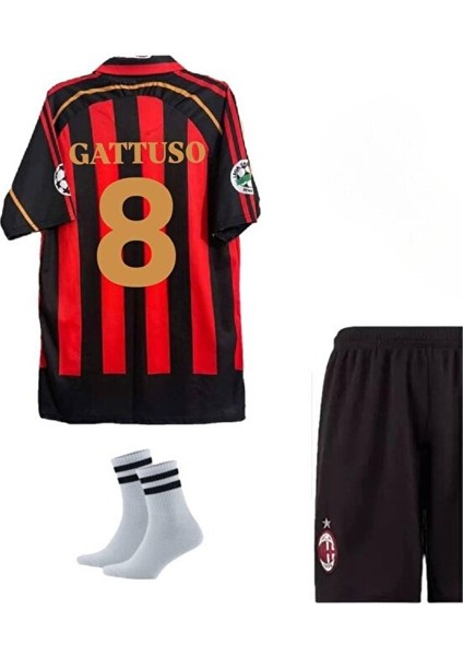 Mılan 2006/07 Şampiyonlar Ligi Kırmızı Gattuso Çocuk Forması 4lü Set