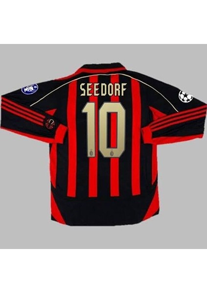 Mılan 2006/07 Şampiyonlar Ligi Seedorf #10 Uzun Kol Kırmızı Yetişkin Forması