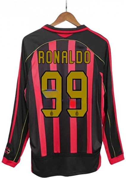 Mılan 2006/07 Şampiyonlar Ligi Ronaldo #99 Uzun Kol Kırmızı Yetişkin Forması