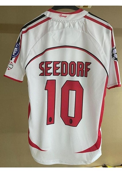 Mılan 2006/07 Şampiyonlar Ligi Seedorf #10 Kısa Kol Beyaz Yetişkin Forması