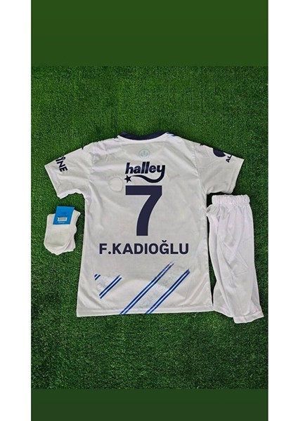 .f.e.n.e.r.b.a.h.ç.e. 2024/25 F.kadıoğlu #7 Deplasman Beyaz Yeni Sezon Çocuk Forması 4'lü Set