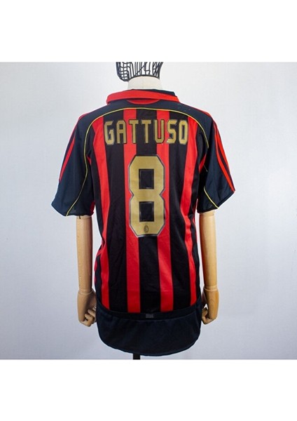 Mılan 2006/07 Şampiyonlar Ligi Gattuso #8 Kısa Kol Kırmızı Yetişkin Forması