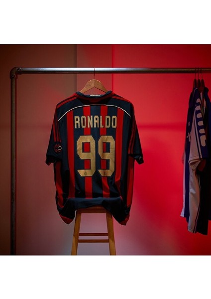 Mılan 2006/07 Şampiyonlar Ligi Ronaldo #99 Kısa Kol Kırmızı Yetişkin Forması