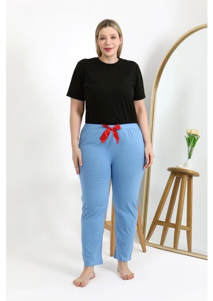 Kadın Pamuklu Büyük Beden Alt Pijama Mavi fiyatları