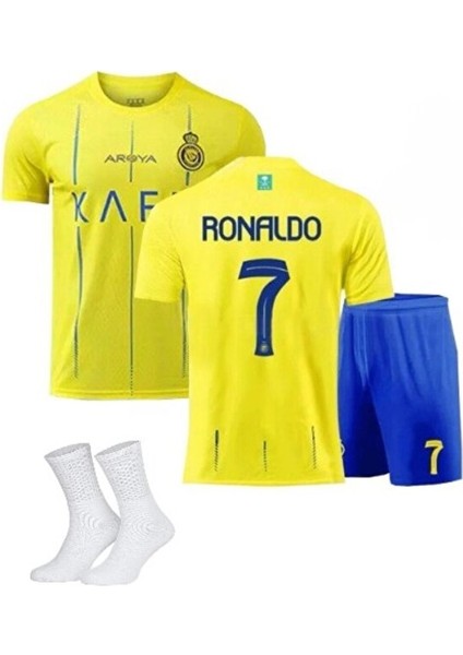 Al Nasır Ronaldo Cr7 Iç Saha Sarı Çoçuk Futbol Forması 4 Lü Set fiyatları