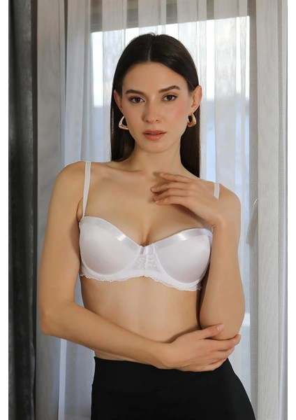 Kadın Destekli Balenli Straplez Sütyen Beyaz indirimleri