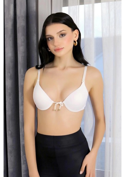 Kadın Destekli Balenli Önden Açılır Dekolteli Sütyen Beyaz fiyatları