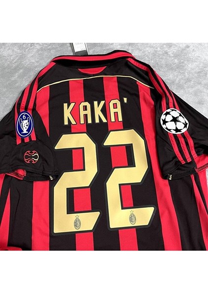 Mılan 2006/07 Şampiyonlar Ligi Kaka #22 Kısa Kol Kırmızı Yetişkin Forması