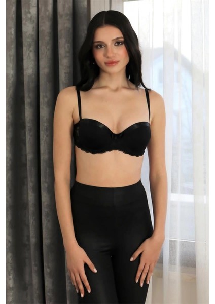 Kadın Yarım Destekli Balenli Straplez Sütyen Siyah modelleri