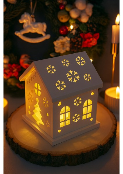 Christmas Dekoratif Işıklı Ev – 7 Parçalı El Yapımı Yılbaşı Evi | Sıcak ve Huzurlu Atmosfer fırsatları