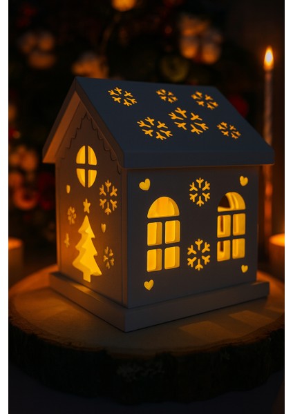 Christmas Dekoratif Işıklı Ev – 7 Parçalı El Yapımı Yılbaşı Evi | Sıcak ve Huzurlu Atmosfer indirimleri