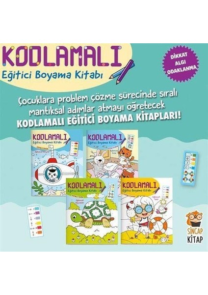 Kodlamalı Eğitici Boyama Kitabı 4-6 Yaş (4 Kitap Takım)