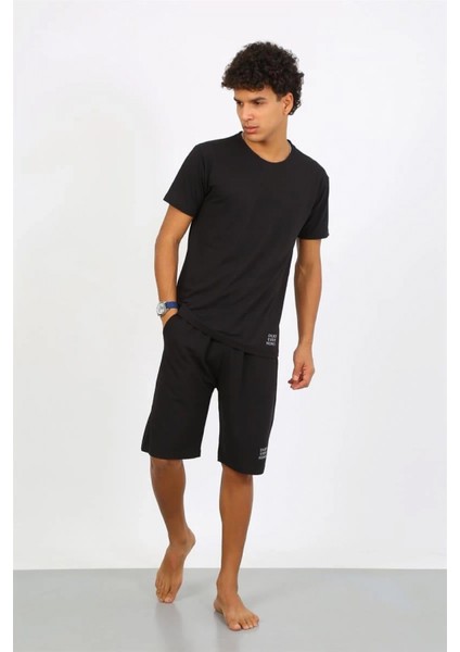 Erkek Pamuk Lakost Alt Üst Kaprili Pijama Takım Siyah fırsatları