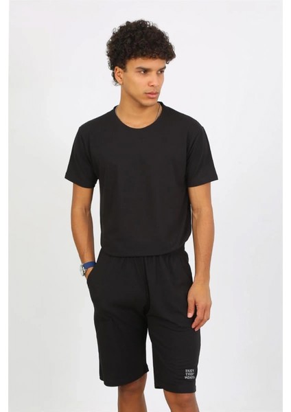 Erkek Pamuk Lakost Alt Üst Kaprili Pijama Takım Siyah indirimleri
