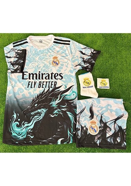 Real Madrid 2026 Kylian Mbappe Dragon Ejder Desenli New Sezon Çocuk Forması 4'lü Set