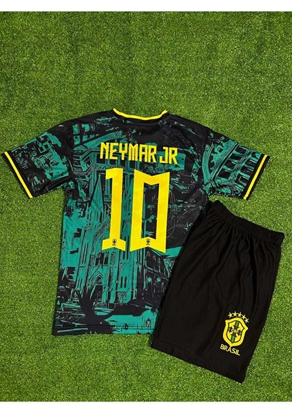 Brezilya Milli Takım Neymar Jr Özel Konsept Çocuk Forması 2'li Set (Yeşil-Sarı) fiyatları