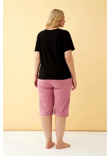 Kadın Siyah “no Rules Just Ride” Yazılı Büyük Beden Kapri Pijama Takımı indirimleri