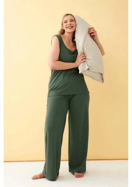 Kadın Yeşil Büyük Beden Penye Alt Üst Takım indirimleri