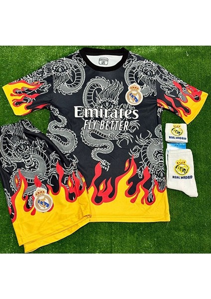 Real Madrid 2026 Ronaldo Alevli Dragon Desenli Yeni Sezon Çocuk Forması 4’lü Set