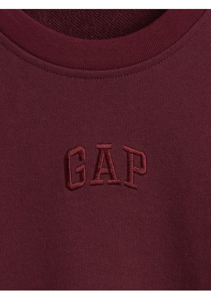 Kadın Bordo Heavyweight Fransız Havlu Kumaş Logo Sweatshirt Elbise modelleri