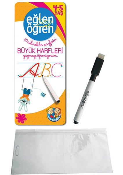 Eğlen Öğren - 40 Silinebilir Sayfada - Büyük Harfleri Yazmayı Öğreniyorum (4-5 Yaş)