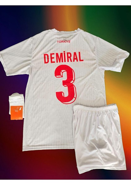 Milli Takım Merih Demiral Çocuk Forması Beyaz 4lü Set