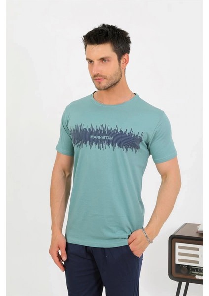 Erkek Pamuk Kısa Kol Pijama Takım Suyeşili fiyatları