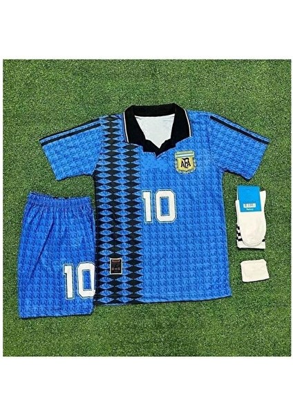 Arjantin 2023/24 Yeni Sezon Lionel Messi Ikonik Özel Nostalji Çocuk Forması 4'lü Set