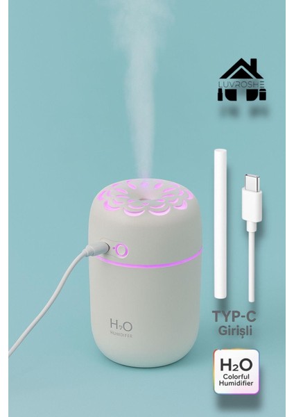 Yeni H2O Çiçek Desenli +1 Flitre ve +1 Koku Hediyeli Hava Nemlendicirisi Gecel Lambası Ortam Hava Yumusatıcı Humudifier Hava Nemlendirici Buhar Makinası 250 ml fırsatları