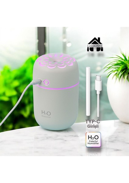 Yeni H2O Çiçek Desenli +1 Flitre ve +1 Koku Hediyeli Hava Nemlendicirisi Gecel Lambası Ortam Hava Yumusatıcı Humudifier Hava Nemlendirici Buhar Makinası 250 ml indirimleri