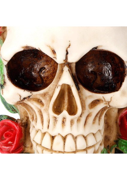 Gotik Dizayn Gül Desenli Kafatası Biblo Dekoratif Kurukafa Heykel Cadılar Bayramı Ev Ofis Süs Eşyası fırsatları