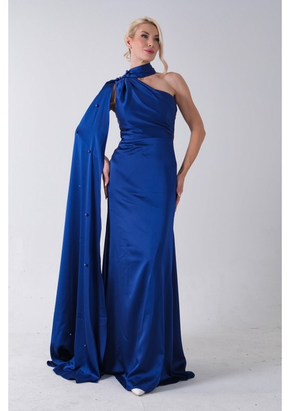 Saks Yaka Kuşak Detaylı Tek Omuz Abiye 0801099.26 fiyatları