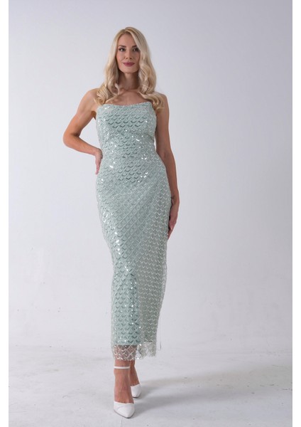 Mint Midi Boy Straplez Pul Payet Abiye 0801134.27