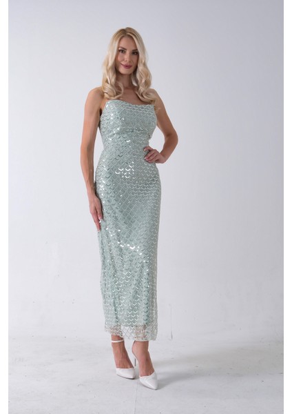 Mint Midi Boy Straplez Pul Payet Abiye 0801134.27 fiyatları