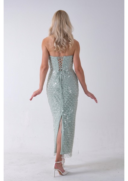 Mint Midi Boy Straplez Pul Payet Abiye 0801134.27